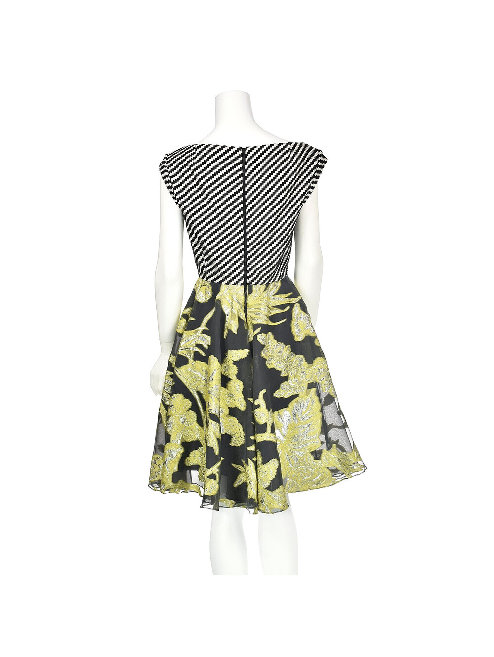TALBOT RUNHOF Fit & Flare Mini Dress, Yellow, Gray & Silver, SZ 8 NWT @ $2995 - Picture 6 of 9